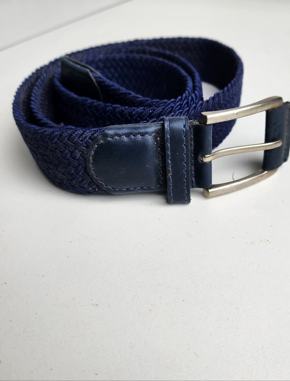 BULLIANT Belts for Men Navy Blue Men's Braided Web Belt Casual 44"- 46"